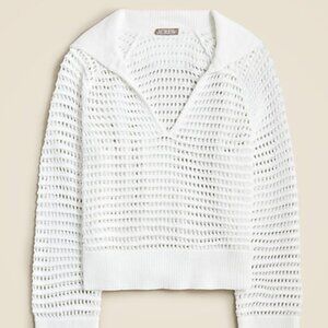 J. Crew Crochet Sailor-Collar Sweater- White- Size M